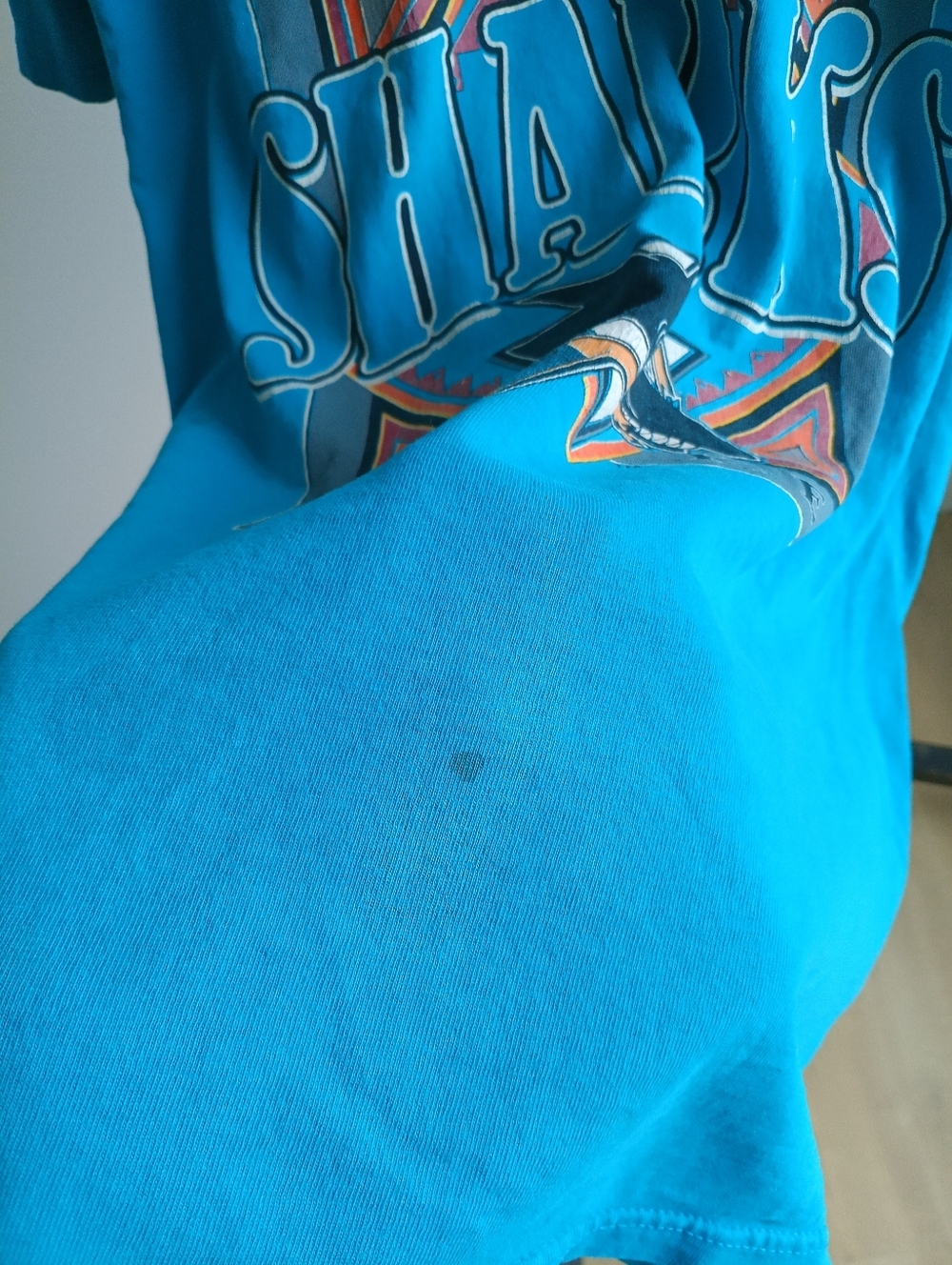Vintage 90s San Jose Sharks Fiesta NHL T-Shirt Single Stitch Large Teal 1994 - Picture 3 of 8